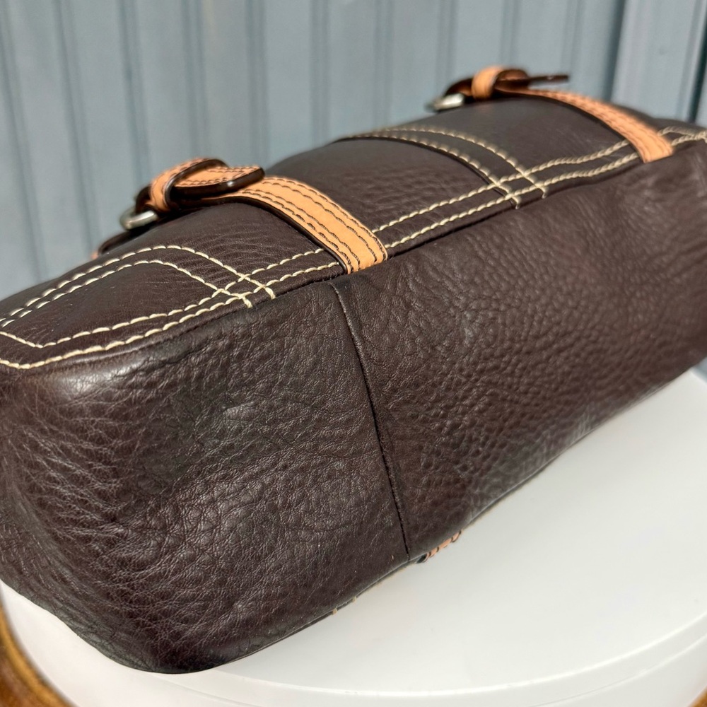Vintage Coach Chelsea Brown Tan Pebble Leather Shoulder Bag F12339 Satchel Zip - Picture 14 of 15
